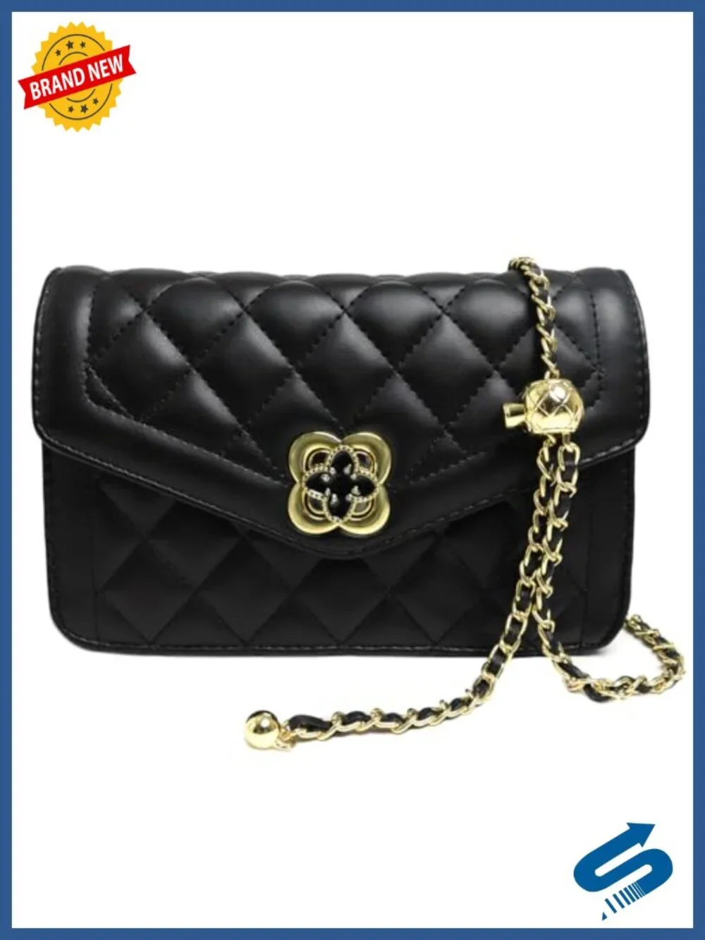 Quilted Faux Leather Crossbody Bag for Women Satchel Handbag with Chain Strap